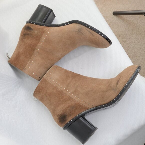Rag & Bone Willow Brown Suede Studded Heeled Boots Sz 7 - Picture 8 of 11